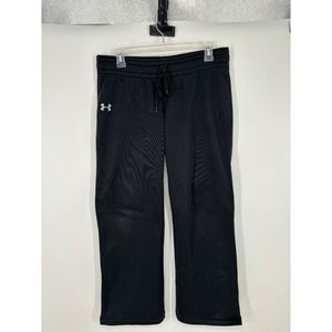 Under Armour Sweatpants Mens Small Semi-Fitted‎ Black Drawstring Logo